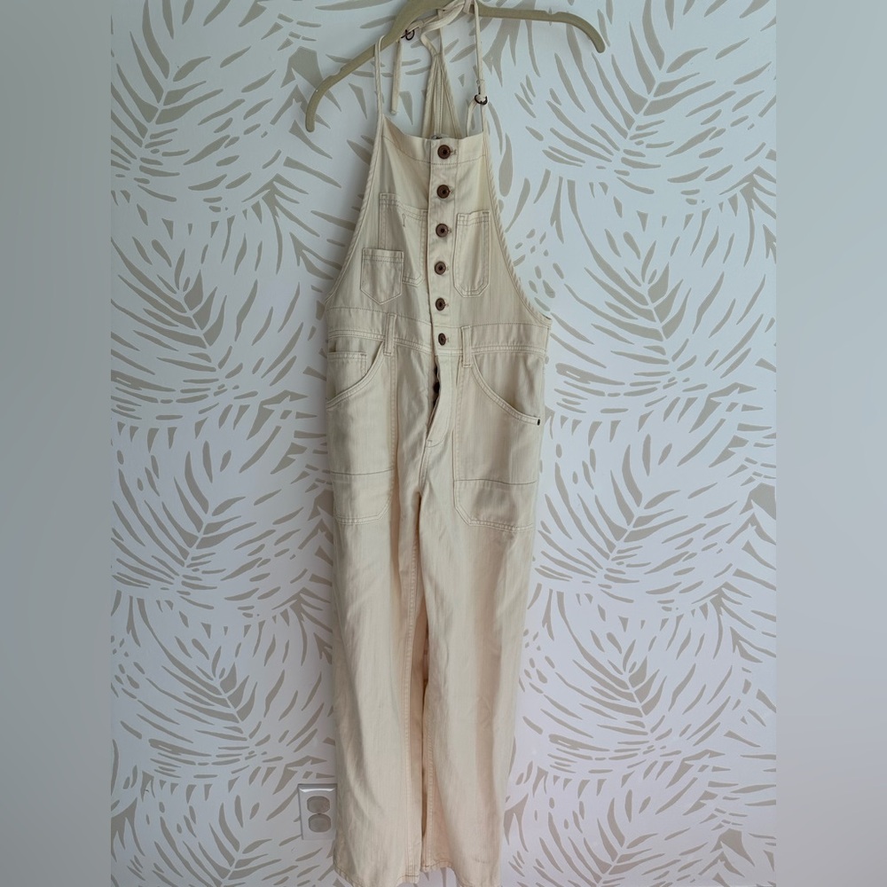Women's Pilcro Cream Denim Overalls